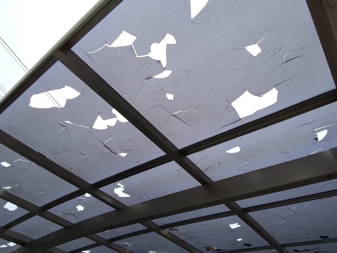 加古郡稲美町　雹害　ポリカーボネート